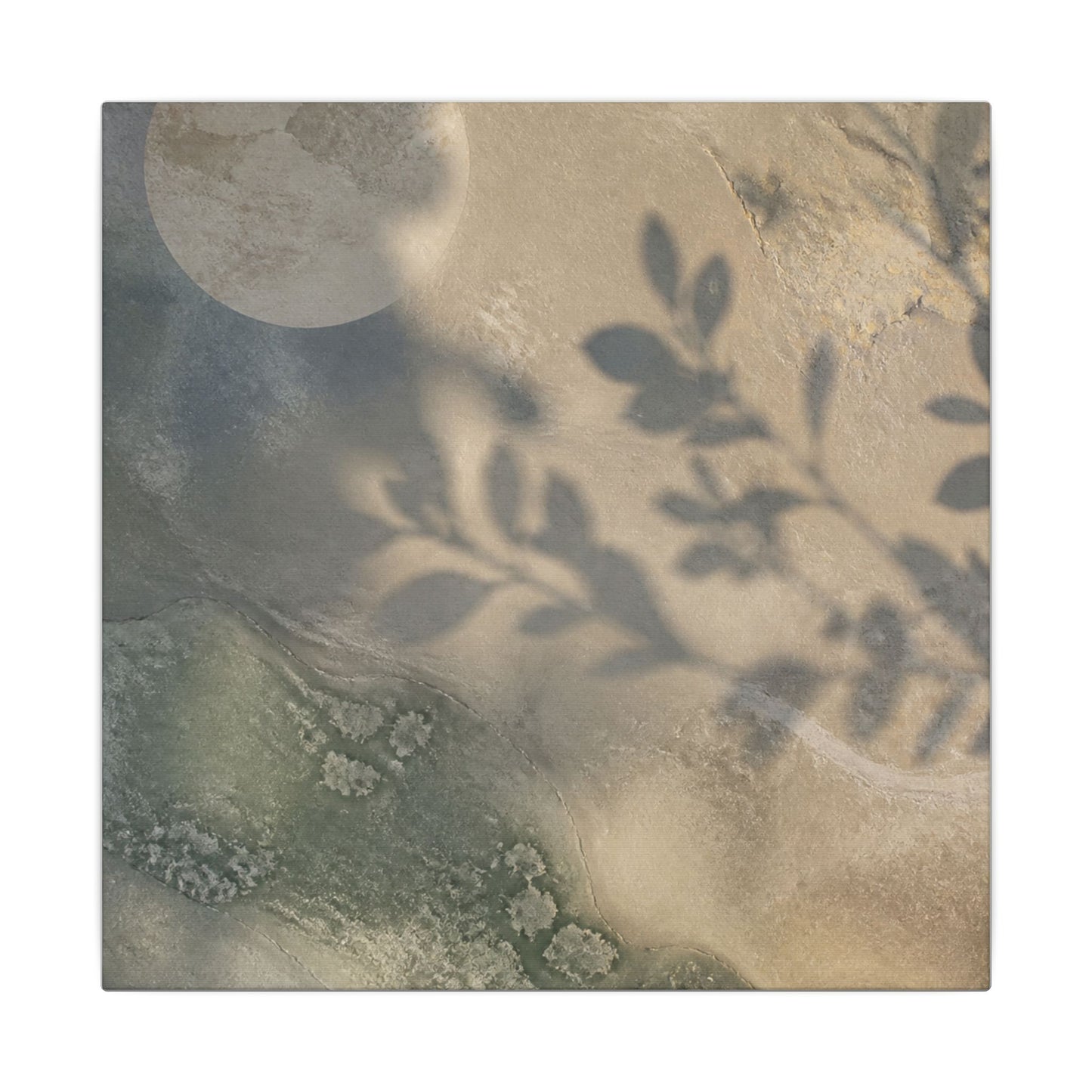 Japandi Shadow Play in Moonlight | Texture Canvas Art