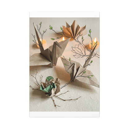 Paper Fold Spring Canvas Art | Japandi Earthy Design