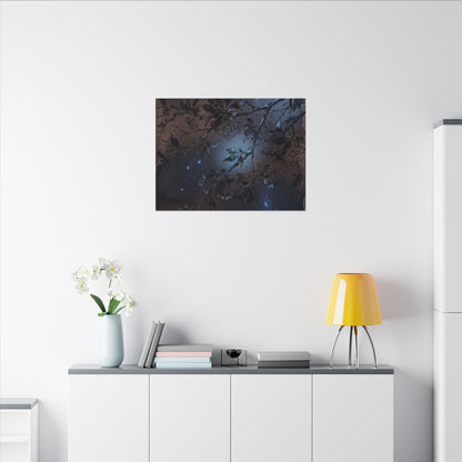 Bold Cherry Blossom Canvas Art - Charcoal Ink Dark Japandi