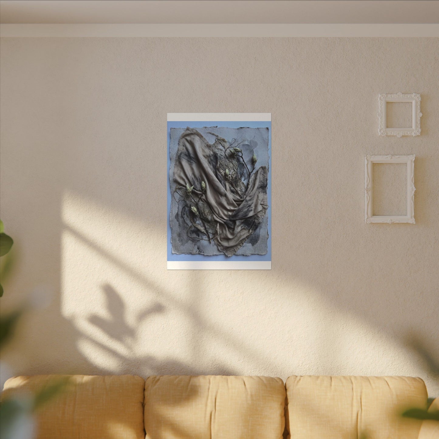 Japandi Silk Drape in Moonlight | Texture Canvas Art