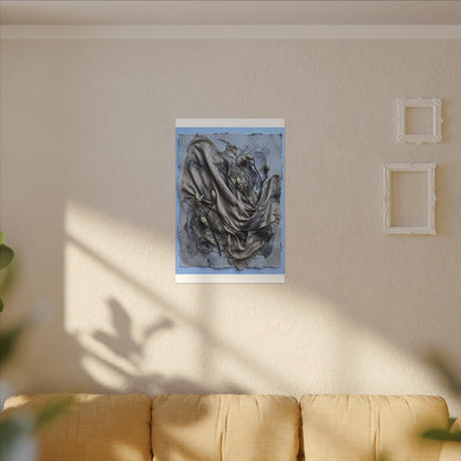Japandi Silk Drape in Moonlight | Texture Canvas Art