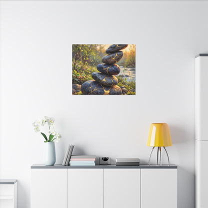 Spring River Stones Gold Repair Canvas Art | Healing Decor