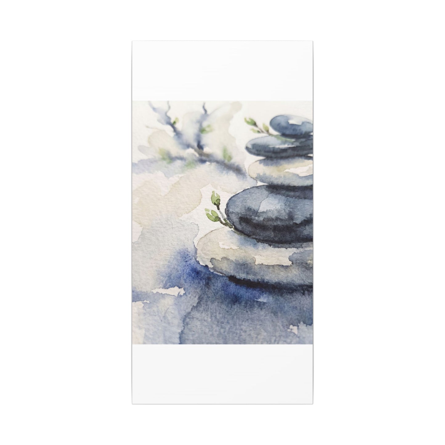 River Stones Watercolor Canvas Art | Cozy Japandi Art