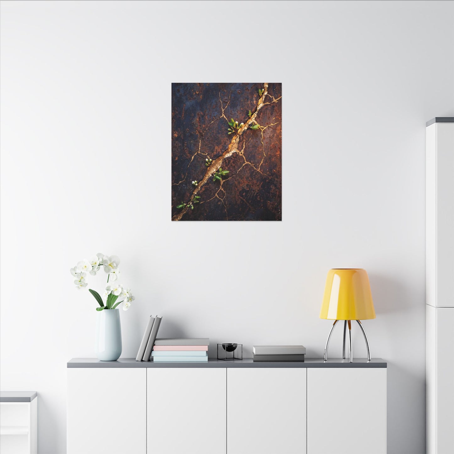 Rust Patina Spring Canvas Art | Kintsugi Resilient Design