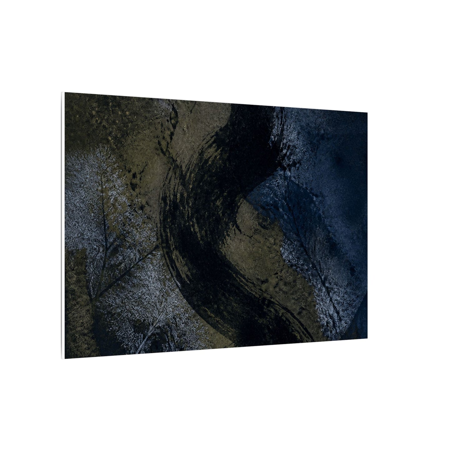 Shibui Ink Brushstroke Canvas Art - Dark Japandi Dark Texture