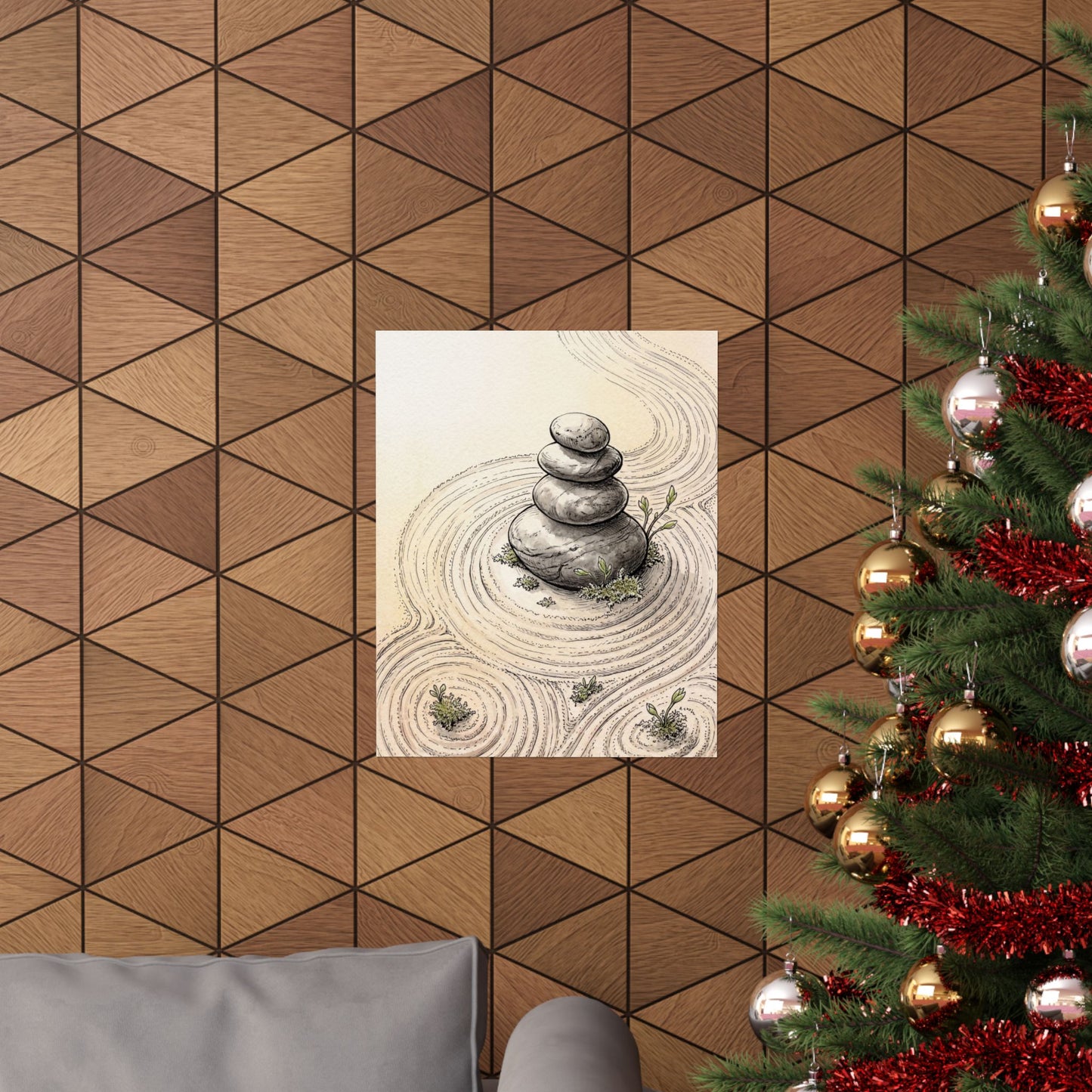 Ma River Stones Wall Art Print - Zen Karesansui