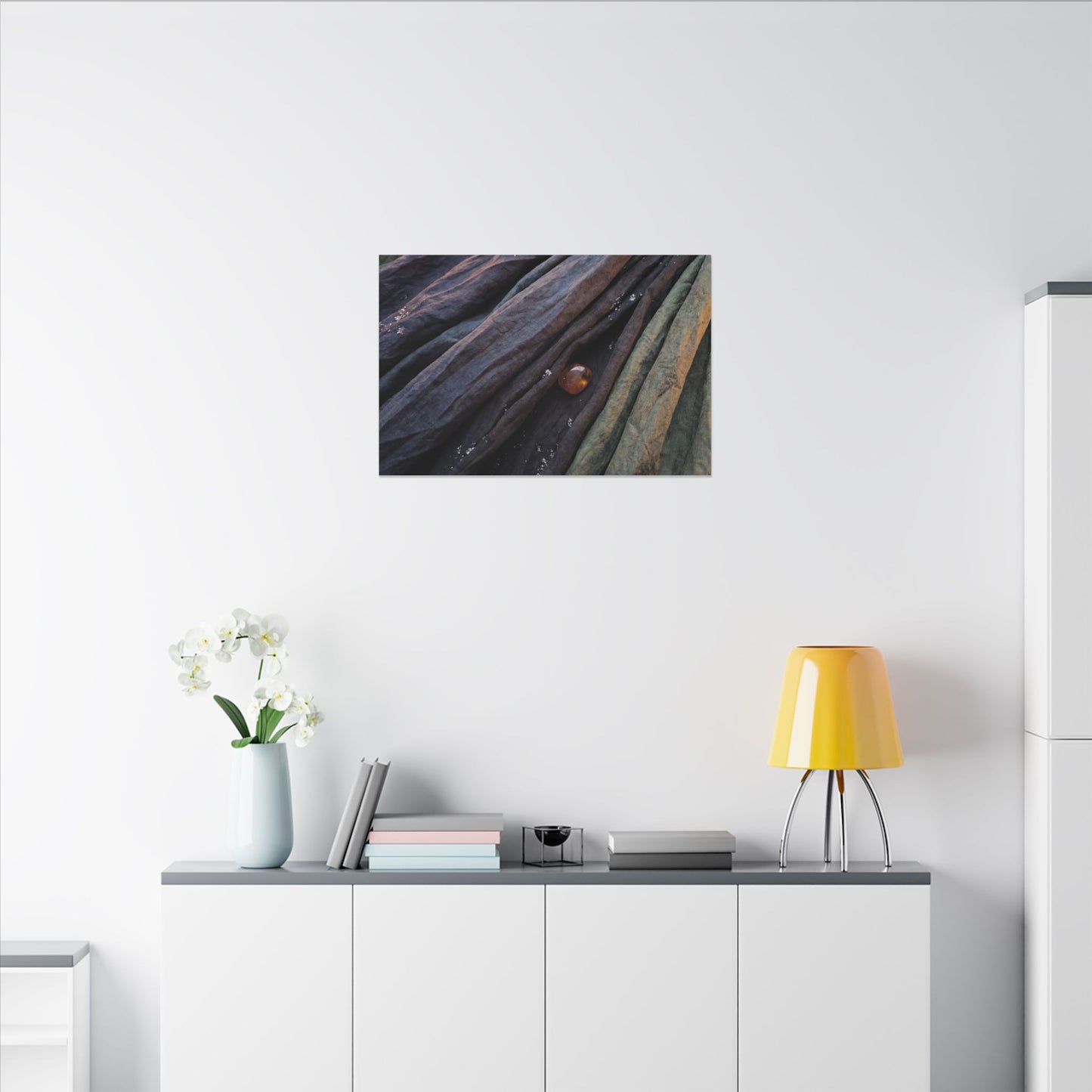 Silk Drape Shadow Zen Canvas Art | Moody Dark Japandi Art