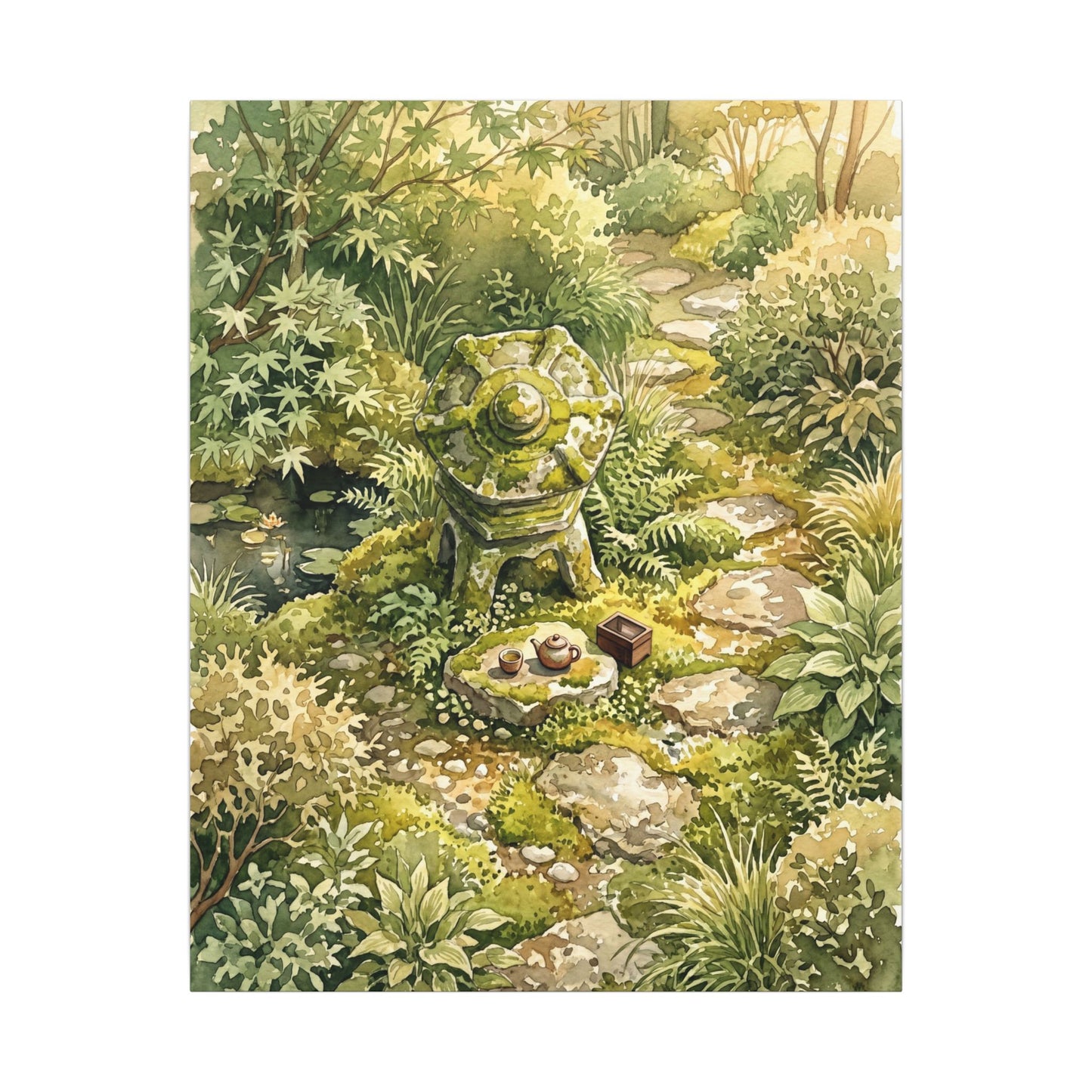 Datsuzoku Stone Lantern Canvas Art - Japandi Watercolor