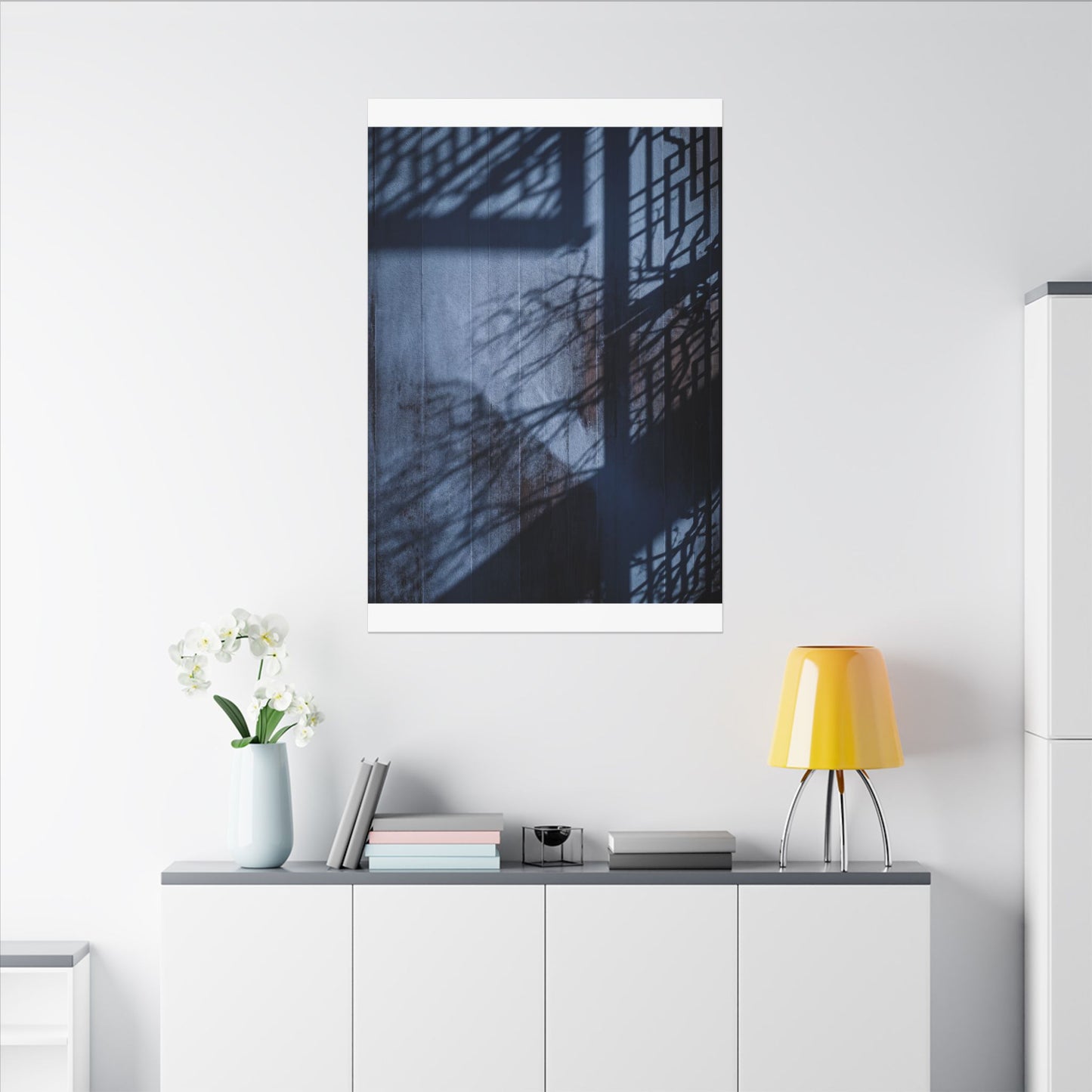 Shadow Play Moody Minimal Canvas Art | Moody Dark Japandi Art
