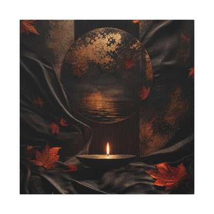 Silk Drape Autumn Canvas Art | Dark Japandi Moody Design