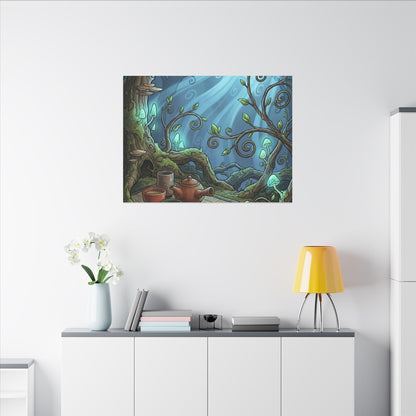Spring Tea Ceremony Forest Whimsy Canvas Art | Cozy Decor
