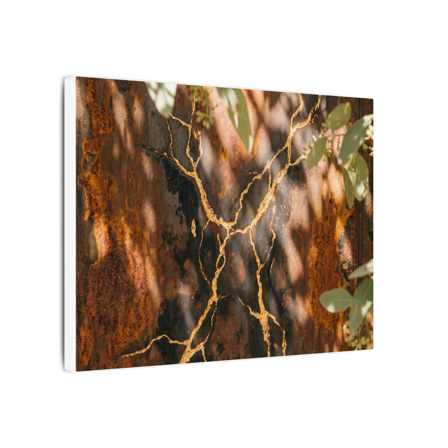 Kanso Rust Patina Canvas Art - Kintsugi Gold Vein