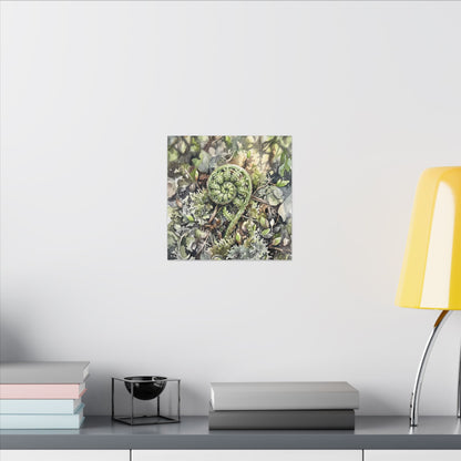 Fern Unfurling Spring Canvas Art | Japandi Neutral Design