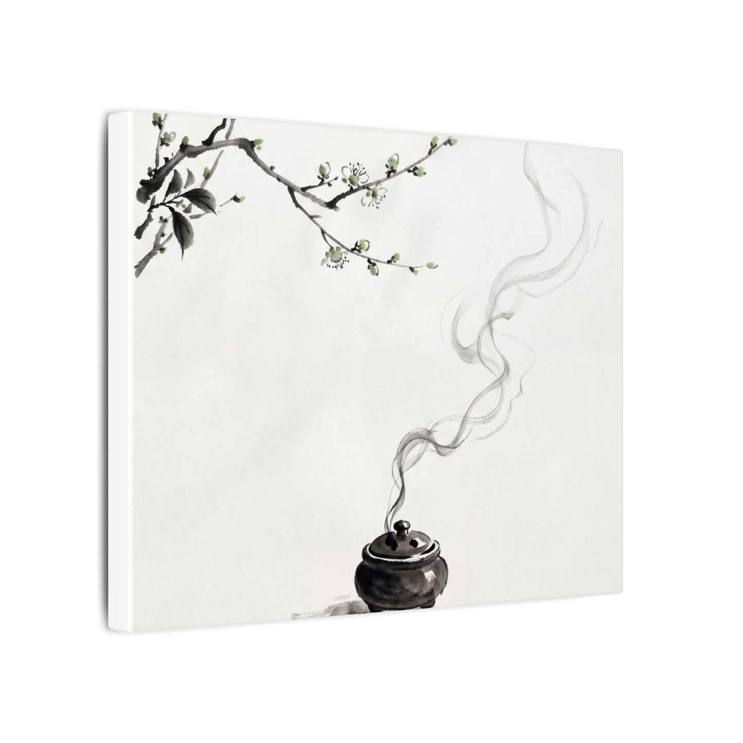 Calm Incense Smoke Canvas Art - Sumi E Zen