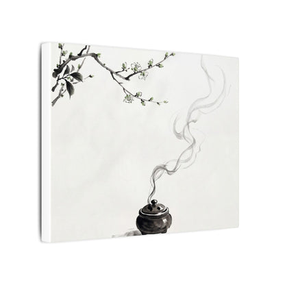 Calm Incense Smoke Canvas Art - Sumi E Zen