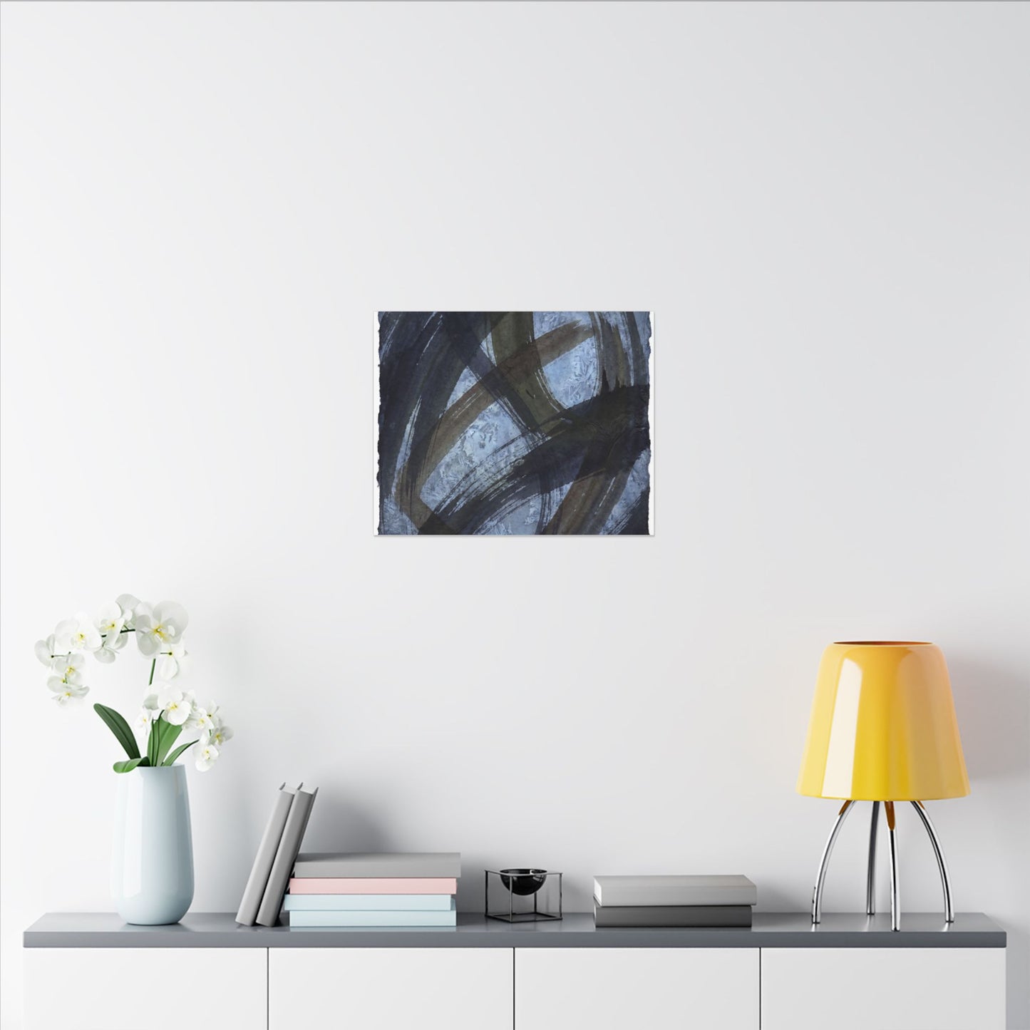 Ink Brushstroke Canvas Art | Winter Dark Japandi Shadow Zen Art