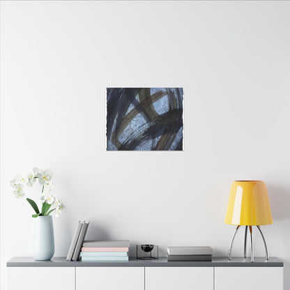 Ink Brushstroke Canvas Art | Winter Dark Japandi Shadow Zen Art