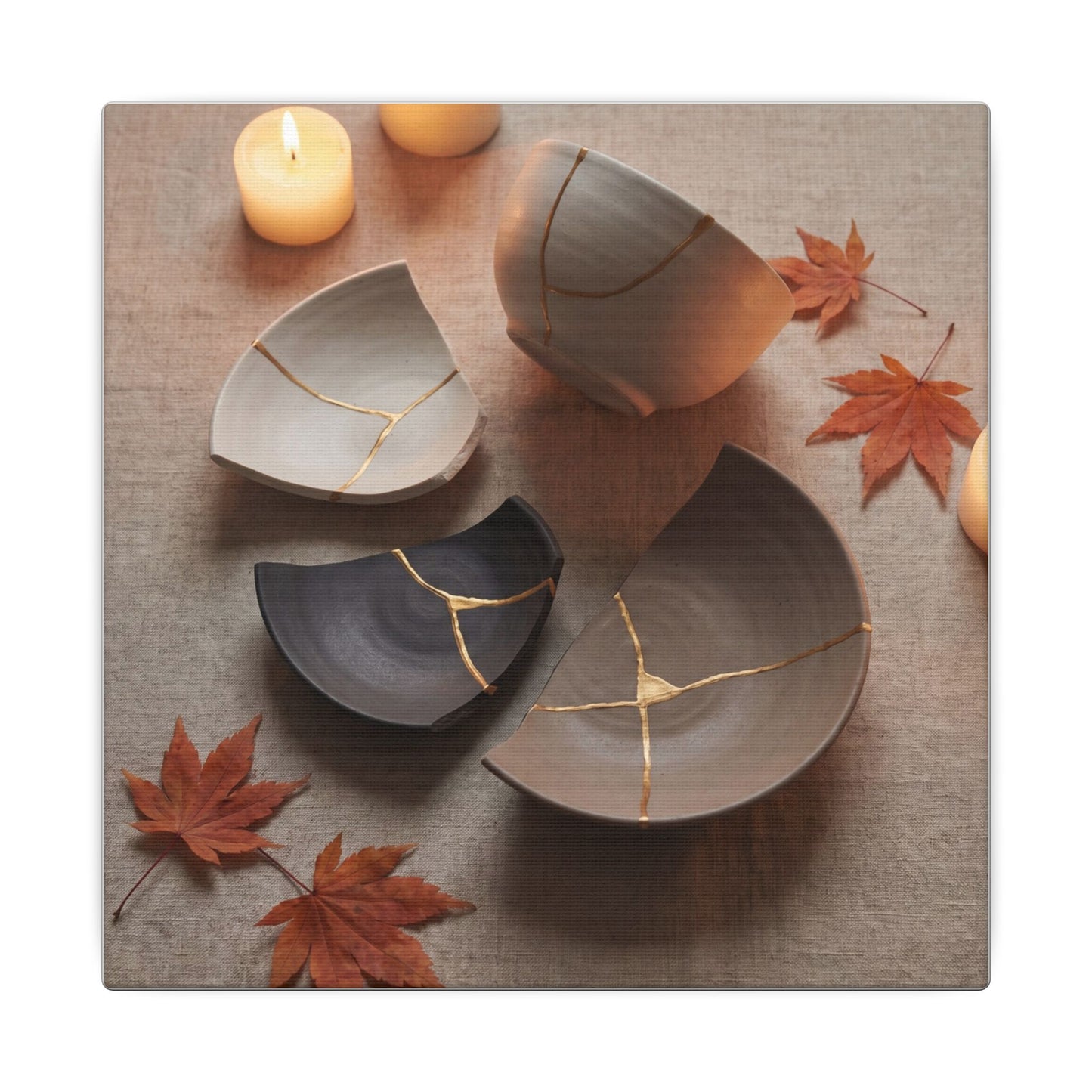 Candlelight Broken Pottery Canvas Art - Japandi Ma