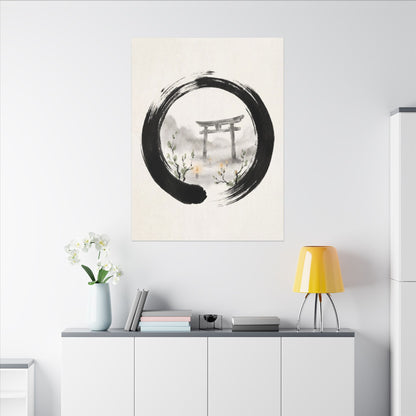 Spring Torii Gate Enso Canvas Art | Tranquil Decor