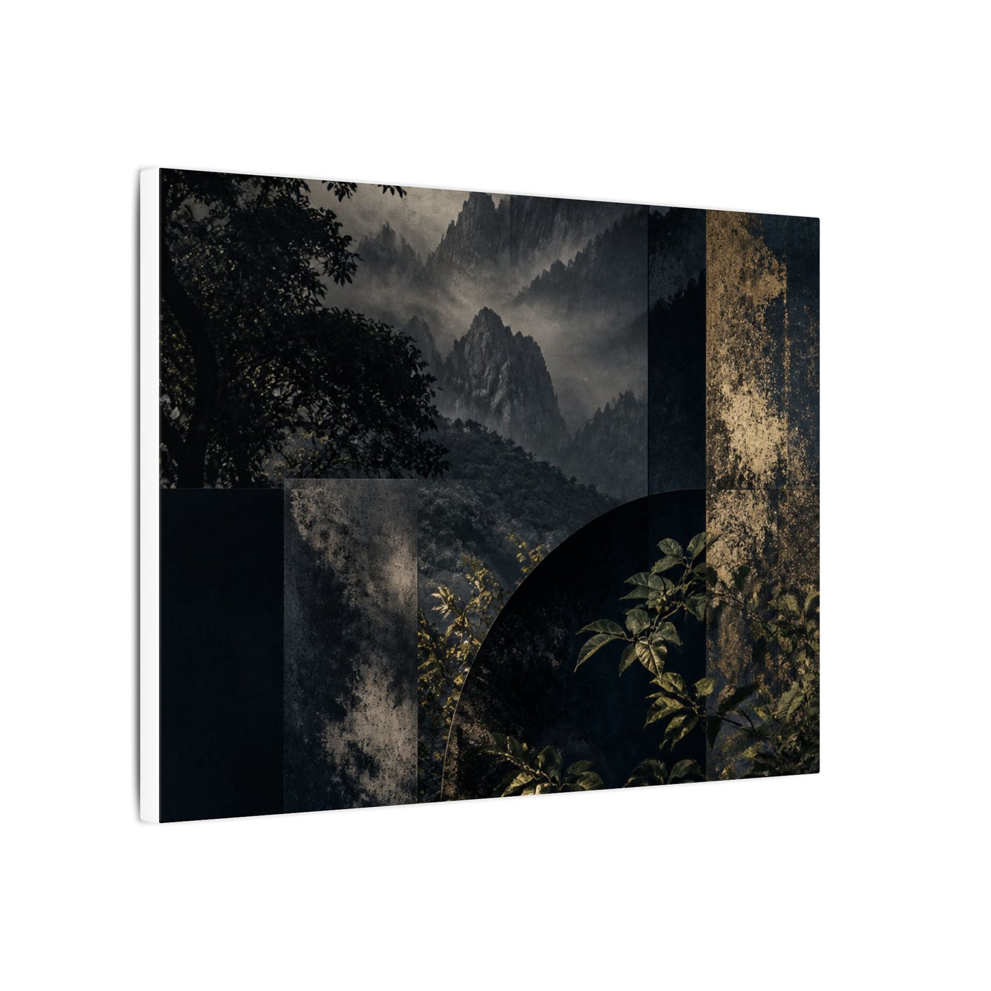 Mountain Mist Summer Canvas Art | Dark Japandi Atmospheric Design