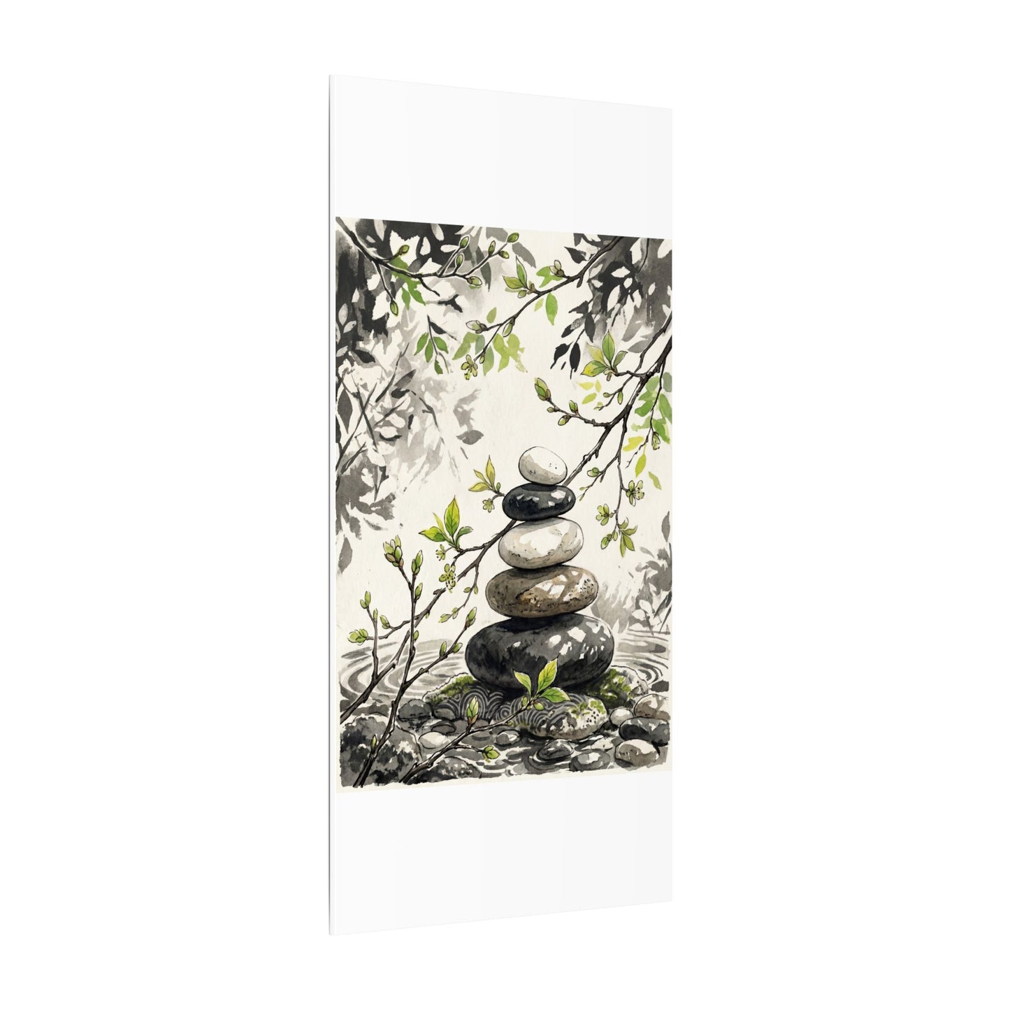 Spring River Stones Japanese Pattern Canvas Art | Elegant Decor