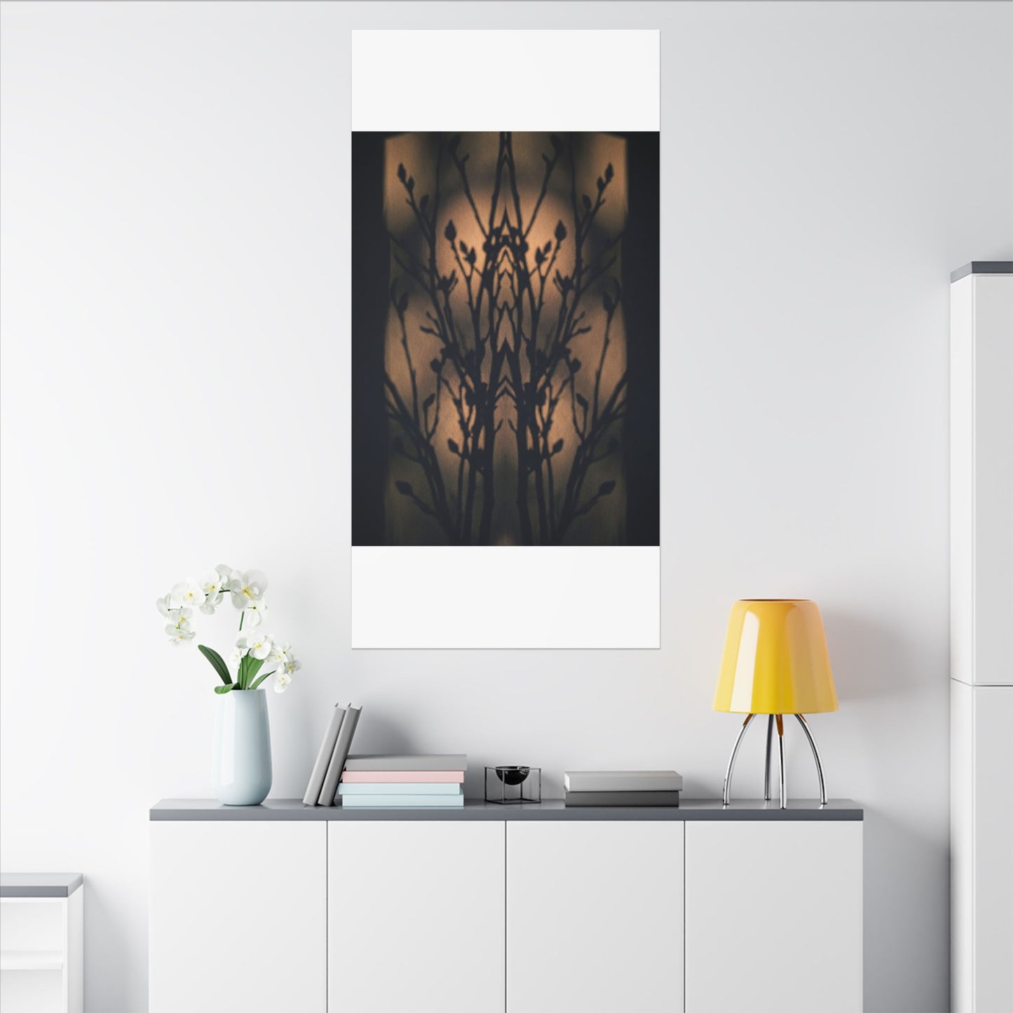 Dark Japandi Shadow Play in Golden Hour | Shadow Zen Canvas Art