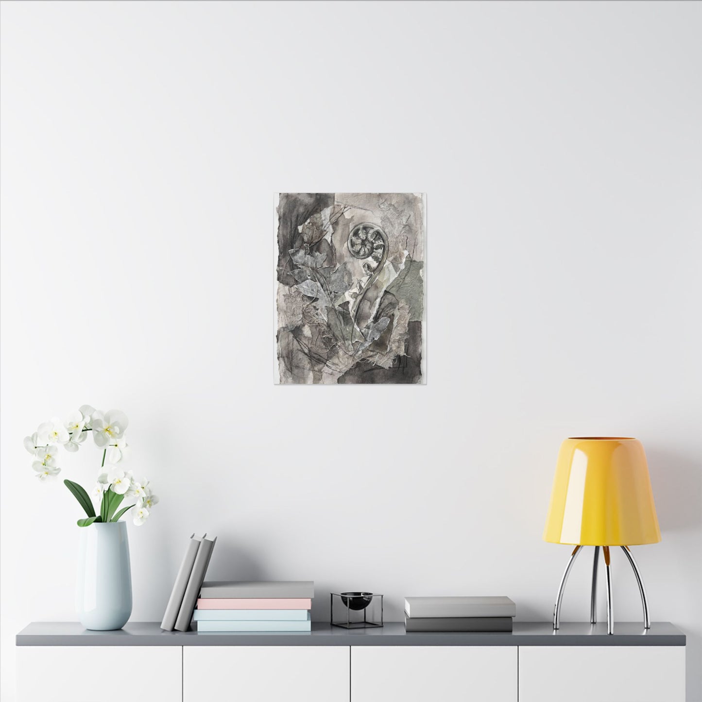 Japandi Fern Unfurling in Overcast | Texture Canvas Art
