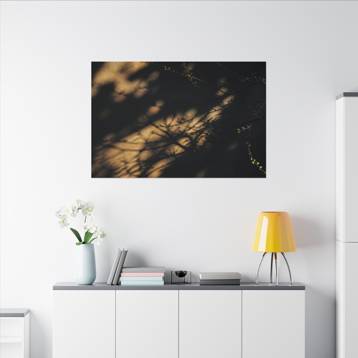 Moody Shadow Play Canvas Art - Moody Minimal Dark Japandi