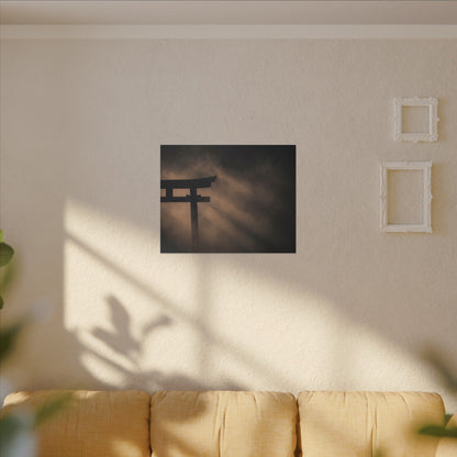 Torii Gate Shadow Zen Canvas Art | Bold Dark Japandi Art