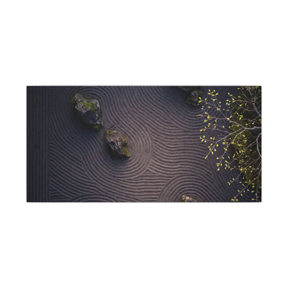 Dark Japandi Rock Garden in Dawn | Shadow Zen Canvas Art
