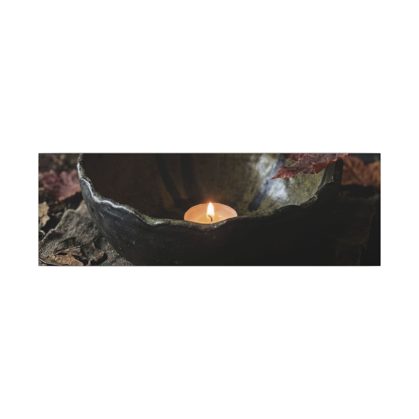 Candlelight Ceramic Bowl Canvas Art - Dark Japandi Kanso