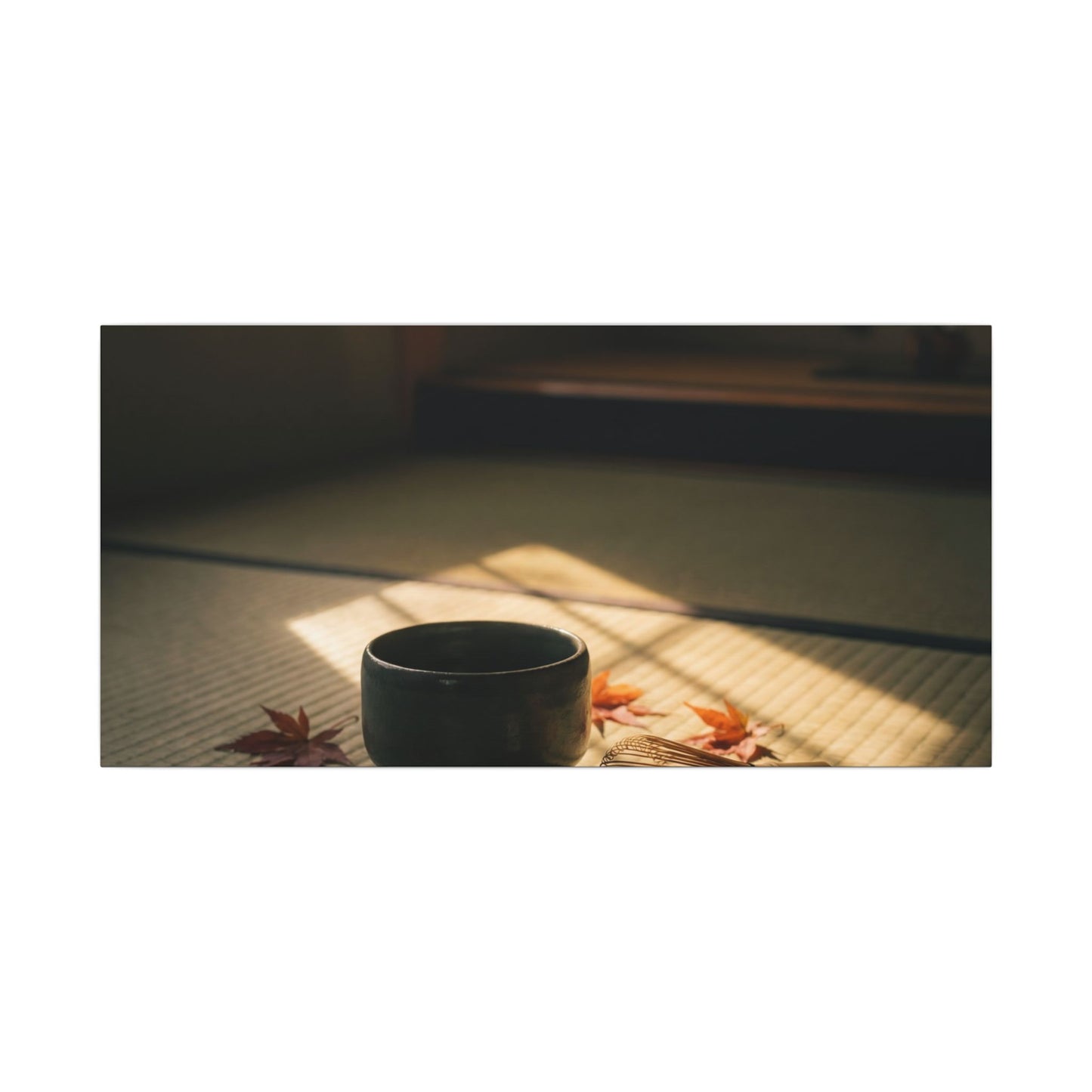 Dark Japandi Tea Ceremony in Golden Hour | Moody Minimal Canvas Art