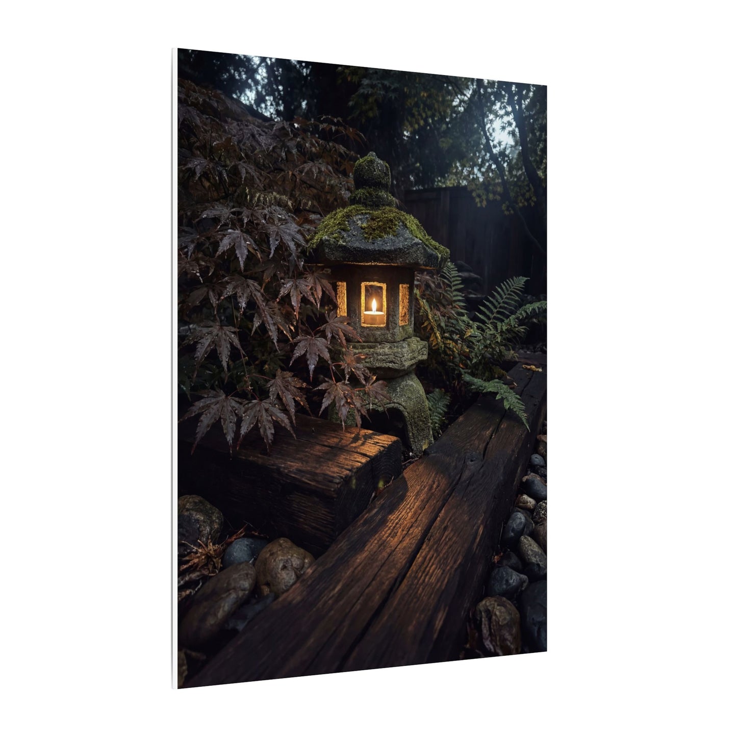 Moody Moonlit Garden Canvas Art - Shadow Zen Dark Japandi