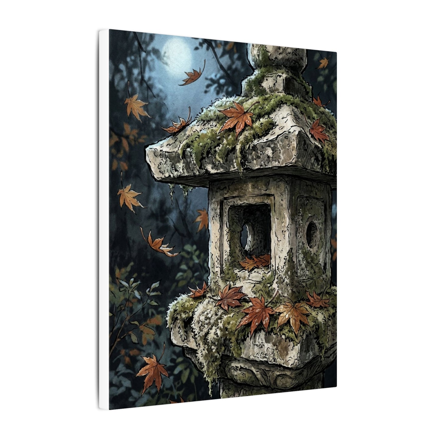 Shibui Stone Lantern Canvas Art - Japandi Minimal Line