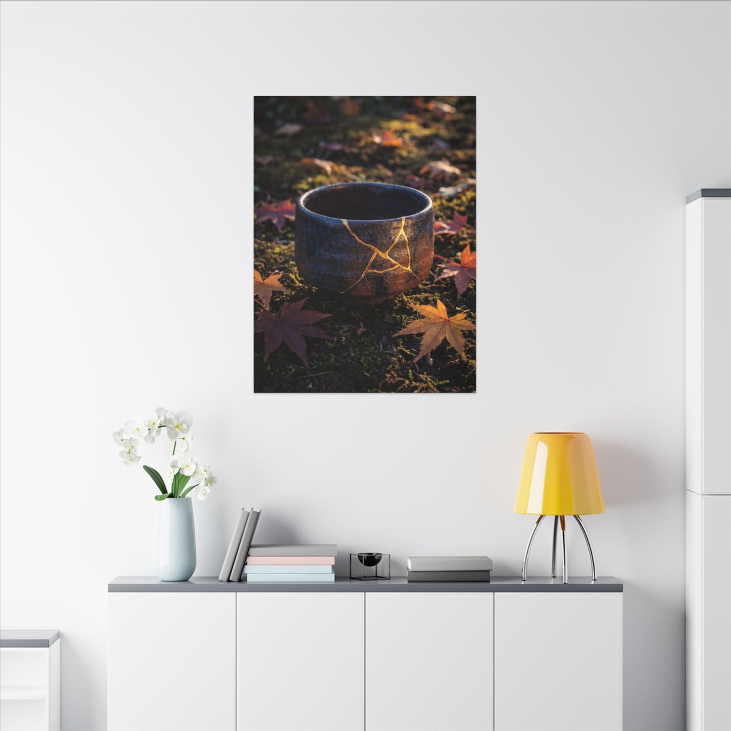 Kanso Moonlit Garden Canvas Art - Kintsugi Gold Repair