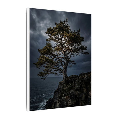 Dappled Pine Tree Canvas Art - Dark Japandi Fukinsei