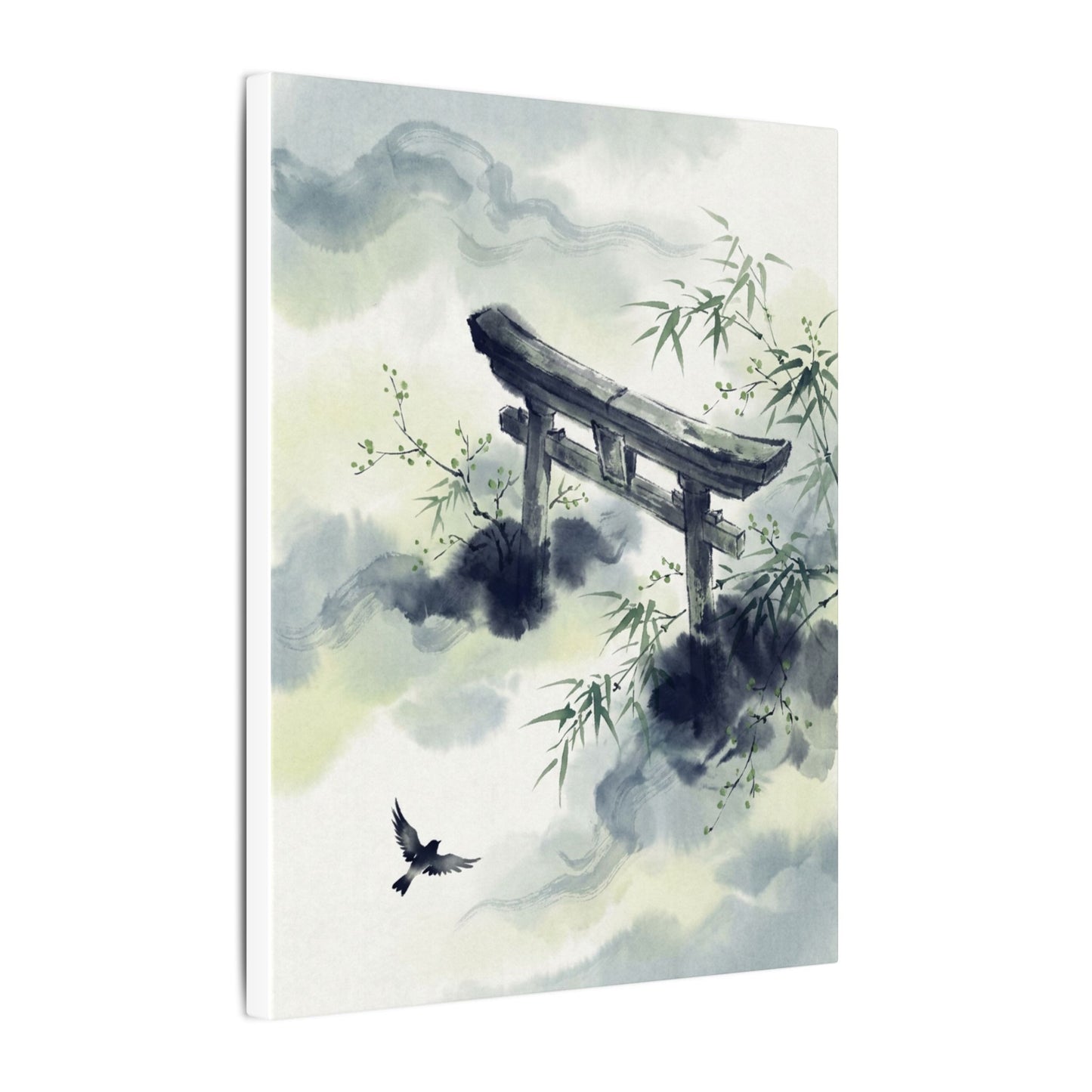 Torii Gate Sumi E Canvas Art | Serene Zen Art