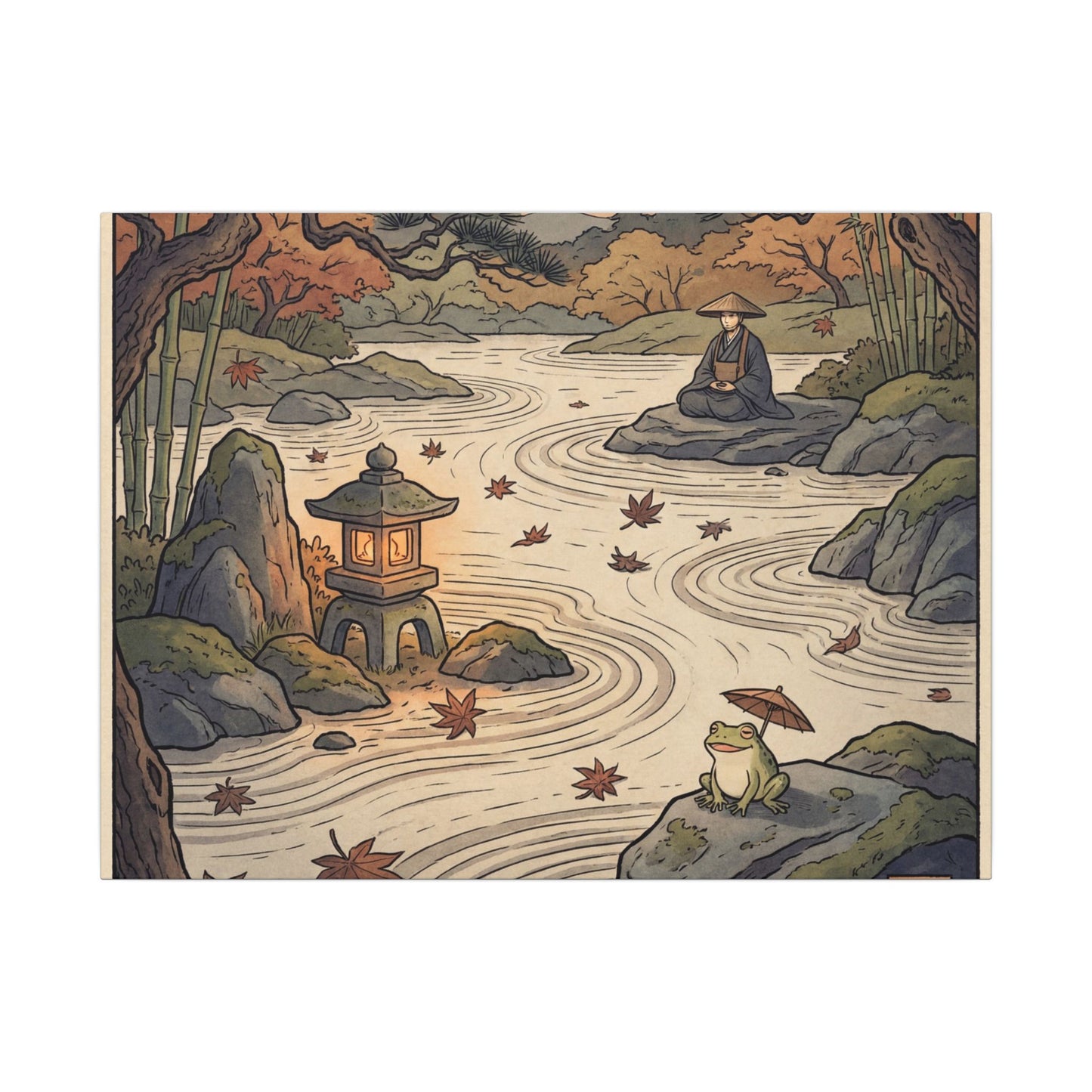 Rock Garden Autumn Canvas Art | Zen Serene Design Art Print