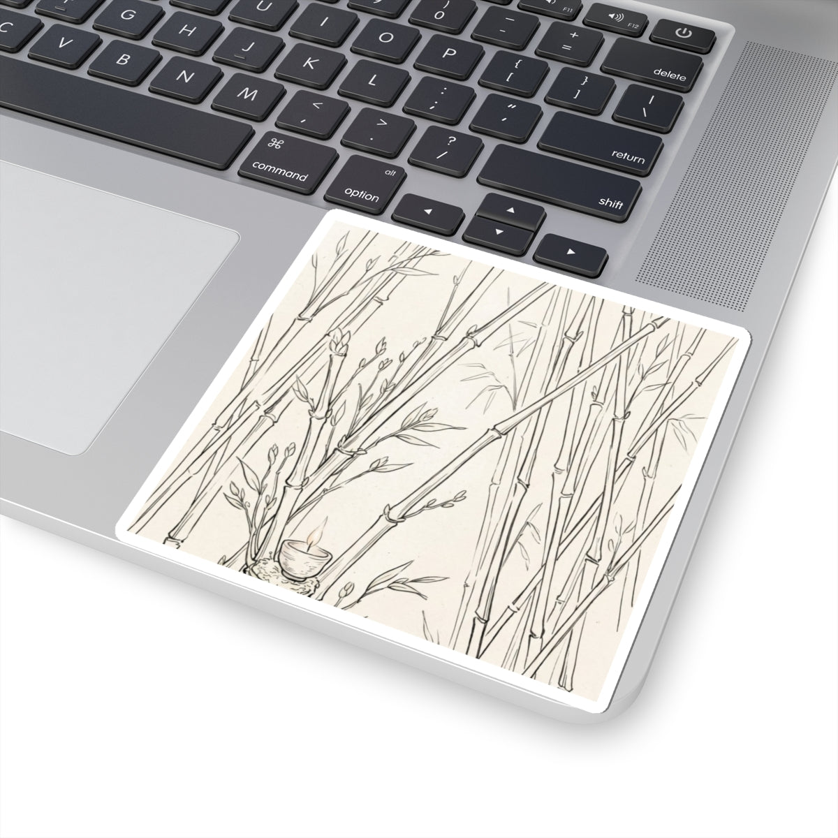 Japandi Bamboo Grove in Candlelight | Minimal Line Sticker