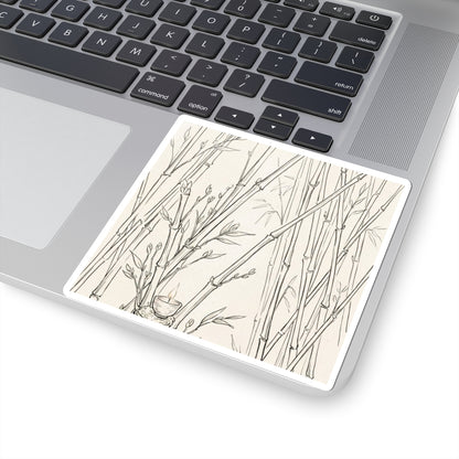Japandi Bamboo Grove in Candlelight | Minimal Line Sticker