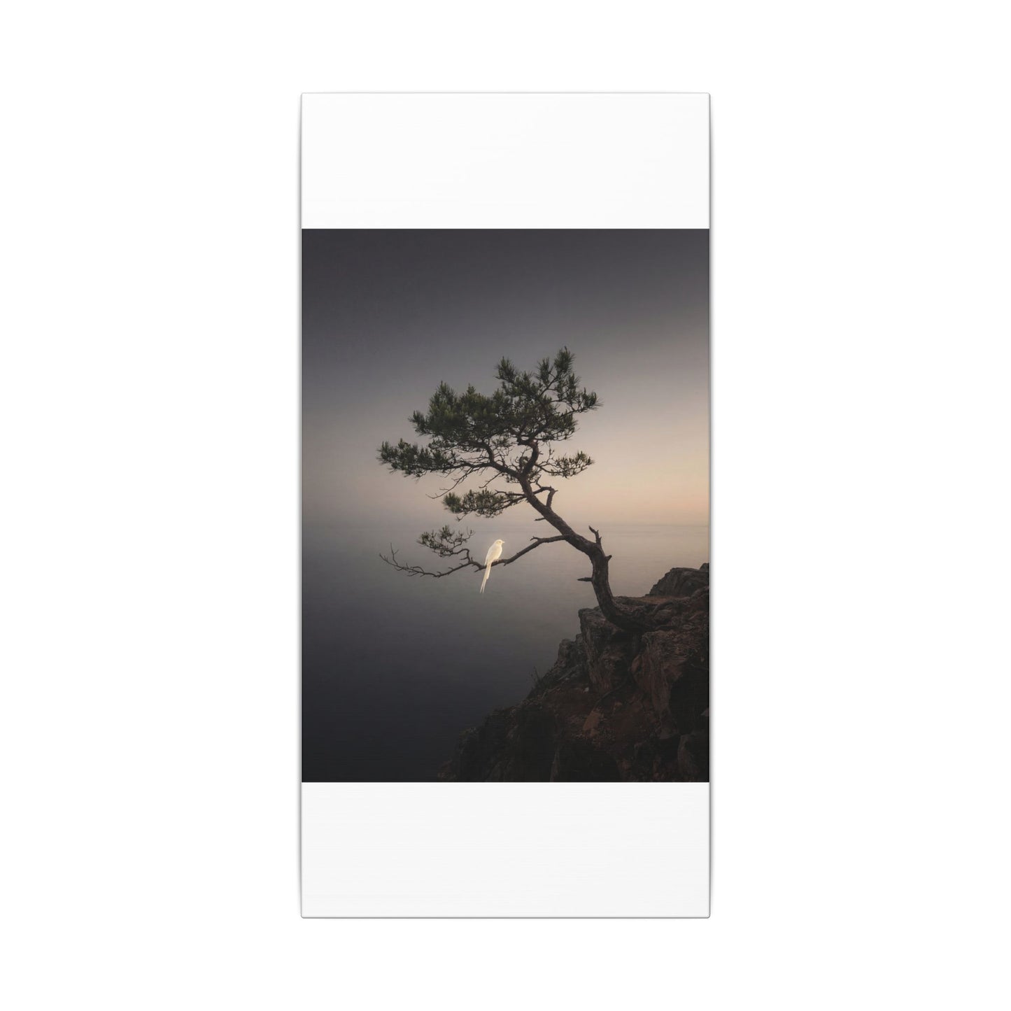 Dawn Pine Tree Canvas Art - Dark Japandi Datsuzoku