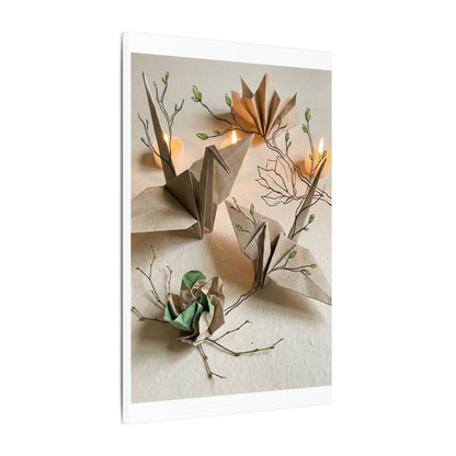 Paper Fold Spring Canvas Art | Japandi Earthy Design