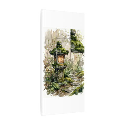 Stone Lantern Watercolor Canvas Art | Elegant Japandi Art