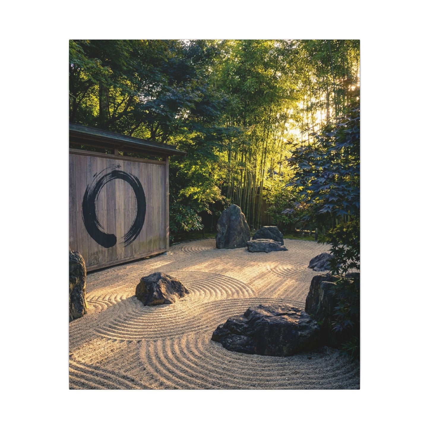 Rock Garden Enso Canvas Art | Tranquil Zen Art