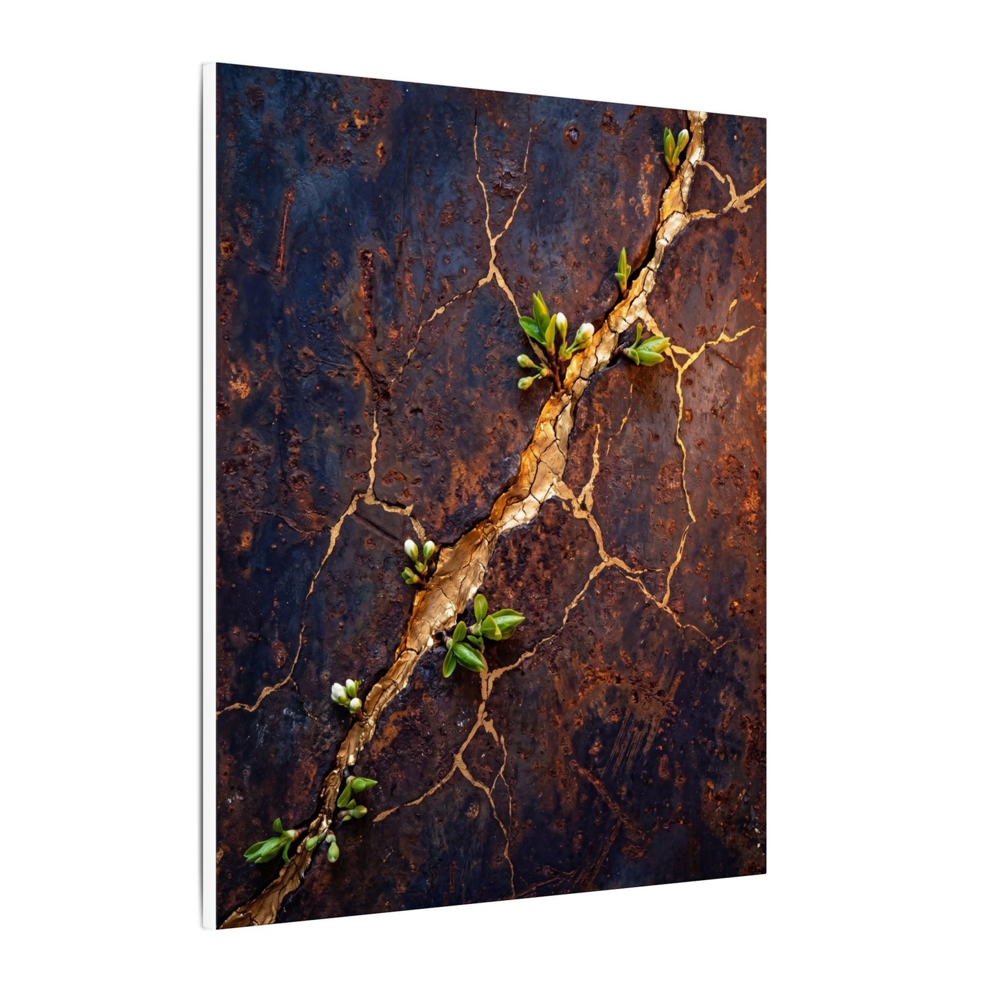 Rust Patina Spring Canvas Art | Kintsugi Resilient Design