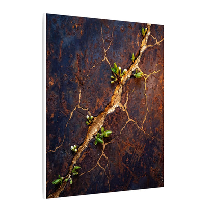 Rust Patina Spring Canvas Art | Kintsugi Resilient Design