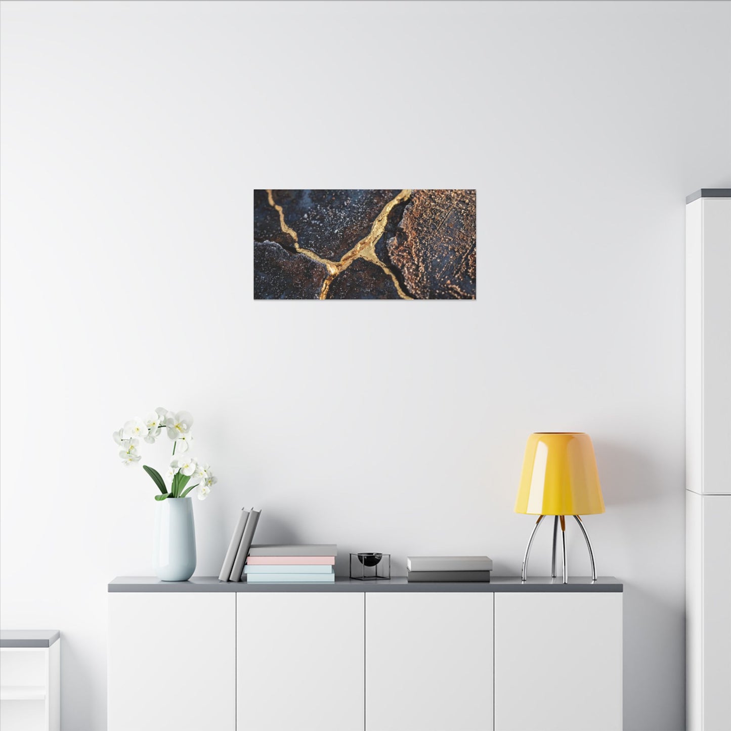 Winter Rust Patina Gold Vein Canvas Art | Resilient Decor