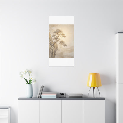 Winter Pine Tree Japanese Pattern Canvas Art | Elegant Decor