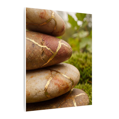River Stones Summer Canvas Art | Kintsugi Healing Design