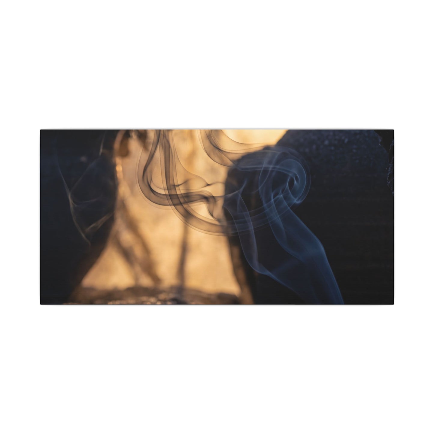 Incense Smoke Canvas Art | Winter Dark Japandi Shadow Zen Art